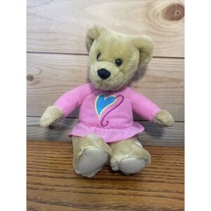 Hallmark Love & Kiss Kiss Bear Plush Stuffed Animal Pink 9" Magnetic Girl Heart